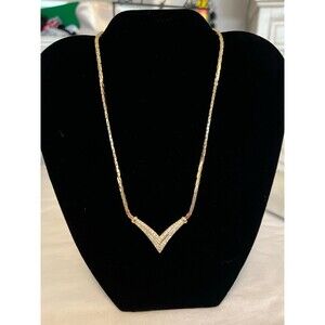 Christian Dior Vintage “V” gold and rhinestone necklace #283